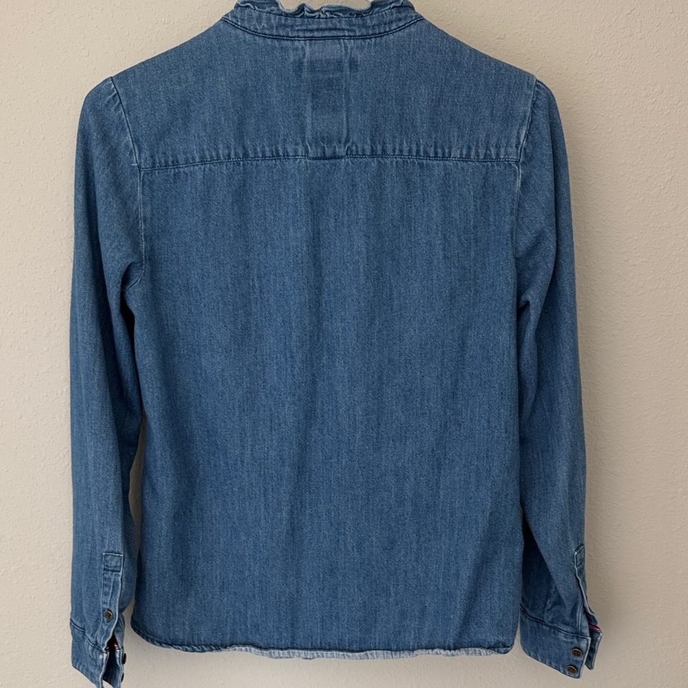 Boden Blue Denim Ruffle Shirt - Picture 6 of 9